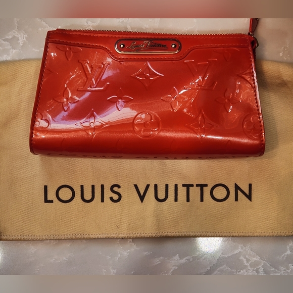 Louis Vuitton Vernis Leather Trousse Cosmetic Case bag Clutch Orange pochette - Picture 4 of 16